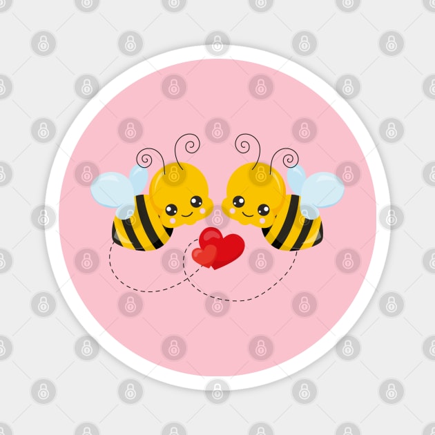 Cute Bee Valentine's day Design Magnet by P-ashion Tee